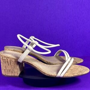 SCHUTZ Women's White Gimenez Chunky‎ Cork Heel Sandals Shoe Size 11